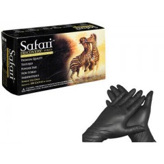 Safari® Powder Free Black Latex Exam Gloves Size S